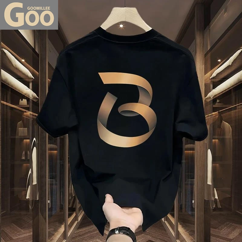 2025新款夏季高档纯棉男士休闲百搭圆领短袖T恤全棉吸汗帅气半袖