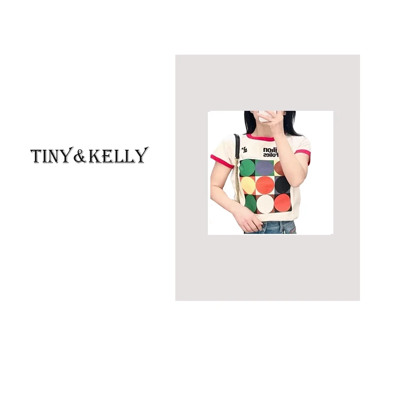 tiny&Kelly【华丽圆点】26S全棉圆点波普风复古印花T恤