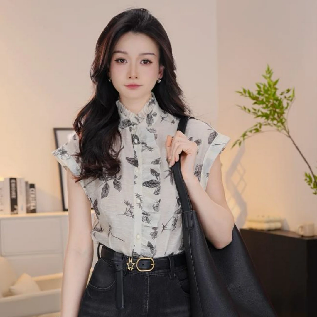 GIRDEAR/哥弟春夏新中式衬衫复古中国风不规则领百搭衬衣女130023