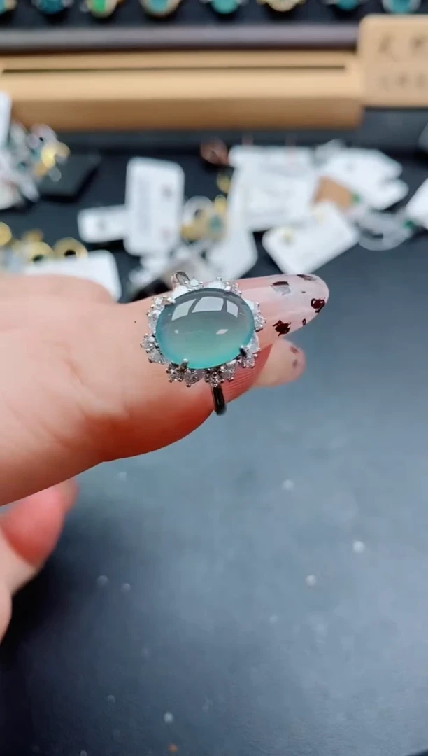 银S925镶嵌戒指翡翠1