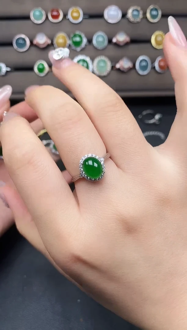 银S925镶嵌戒指翡翠238389