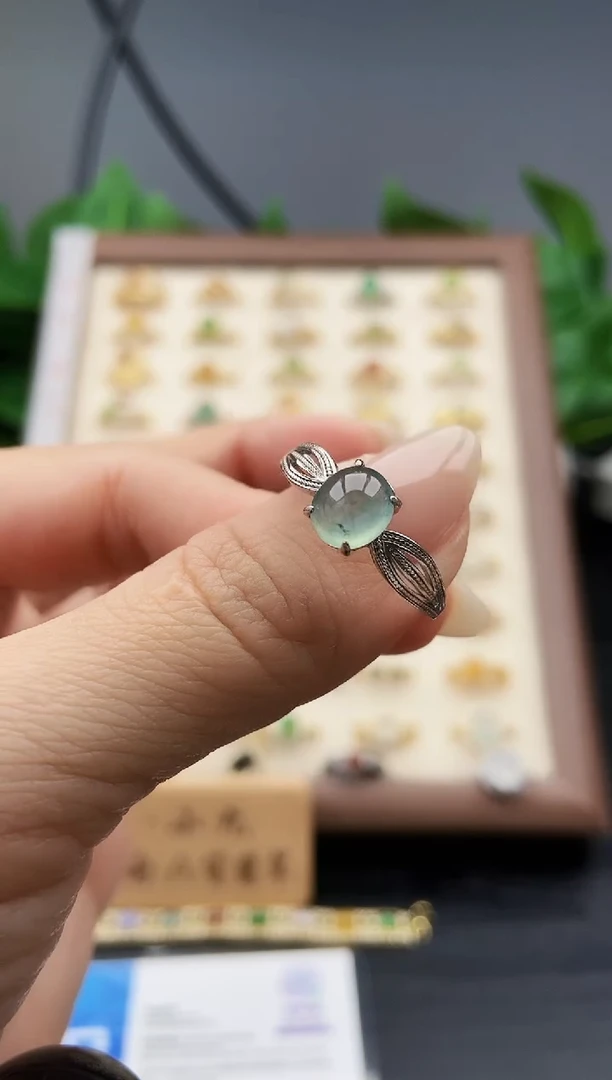 银S925镶嵌戒指翡翠12