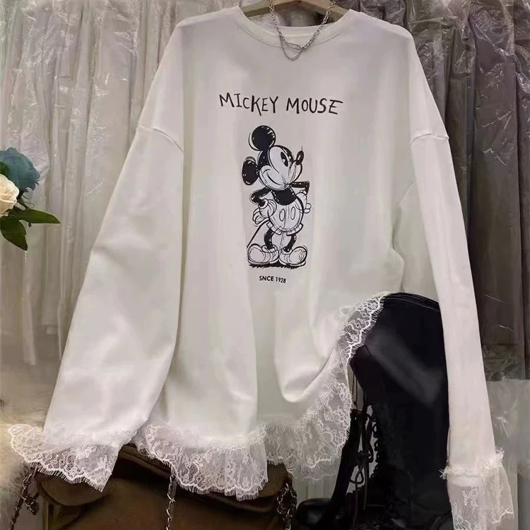 M-miao家早春白色米奇长袖C047