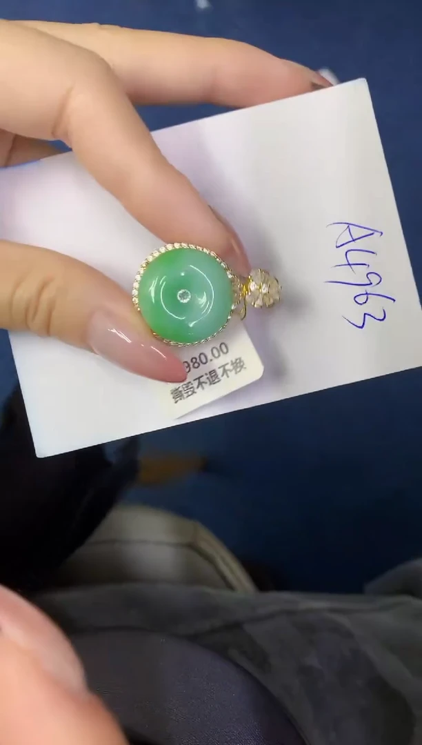 翡翠银S925镶嵌颈饰缅甸天然翡翠A货