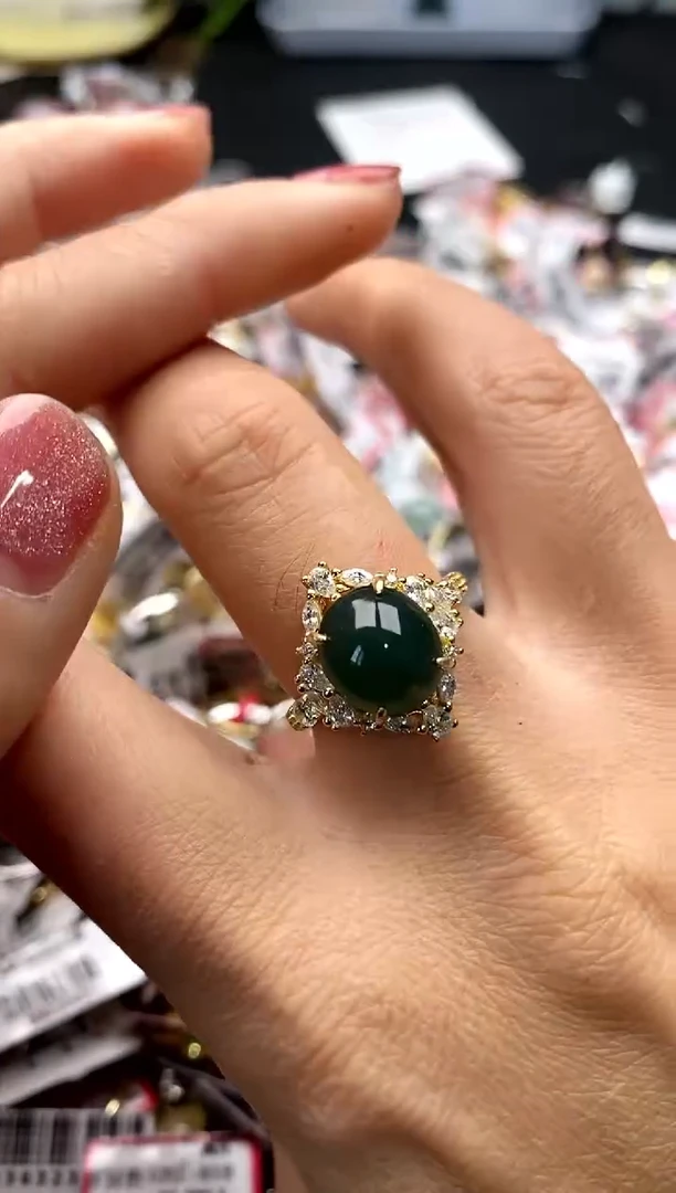 【闪购商品】翡翠戒指银S925镶嵌4444444     9