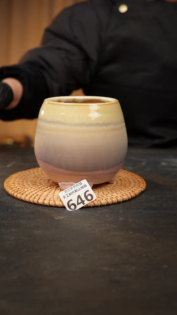 【闪购商品】瓷片646泥泥手工花盆口8高12