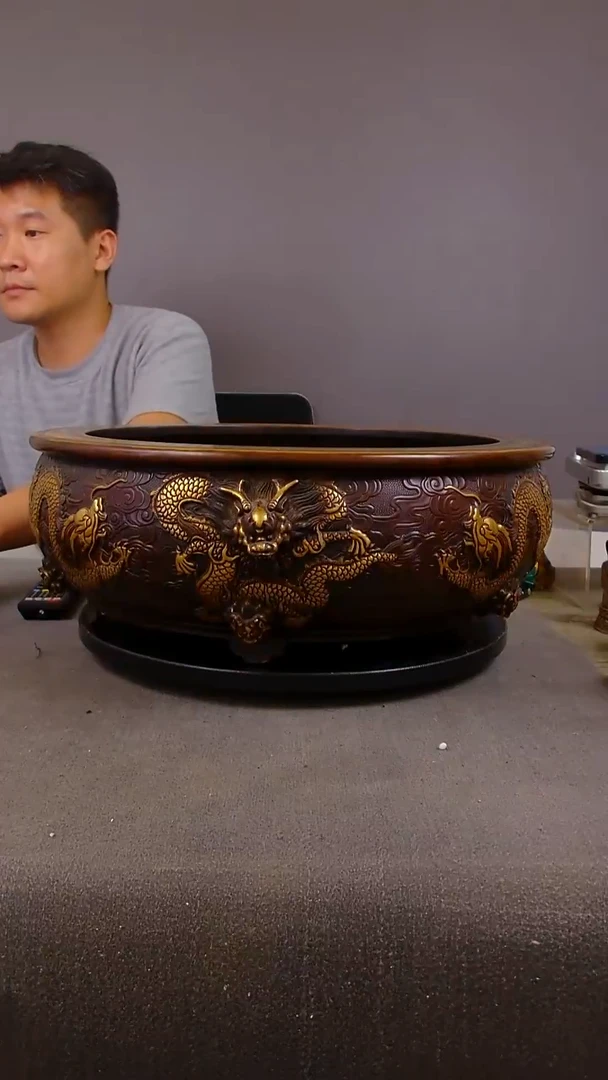 瓷片用****9山水紫铜鎏金造像香炉结缘1111