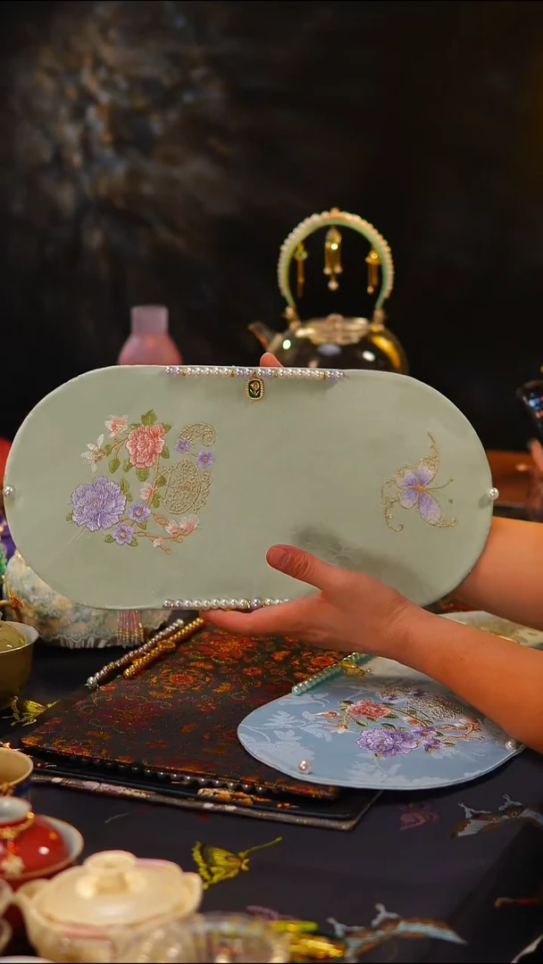 075茶席茶席40x20cm苹果绿