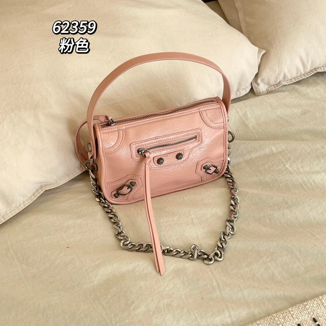 【芝麻集】SK-62359-粉色RAIN.CUN简约百搭腋下斜跨轻奢女包