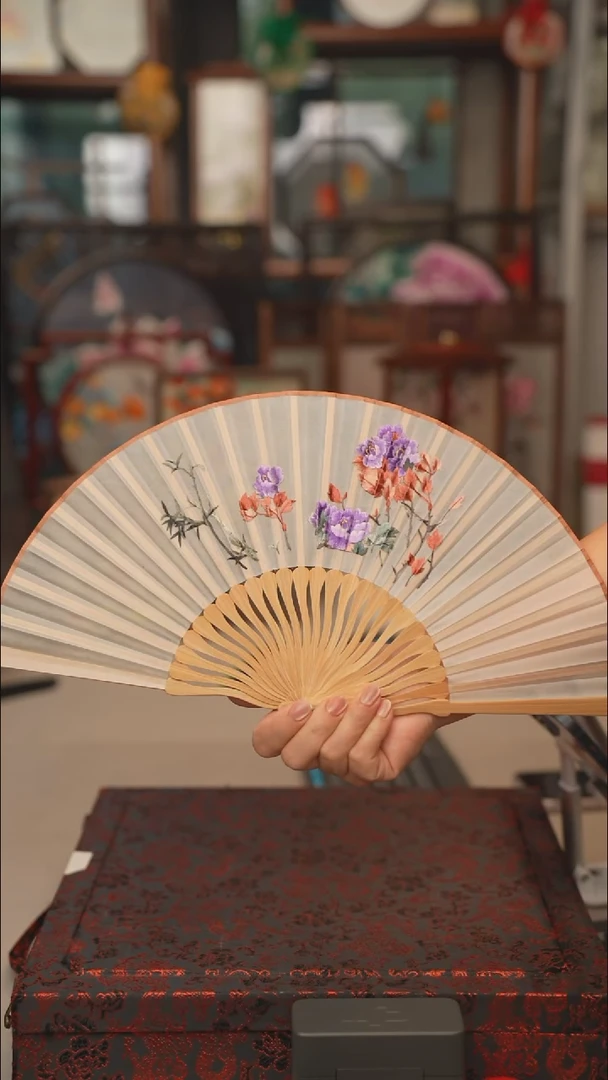 扇子折扇 苏绣绣花吊坠非遗