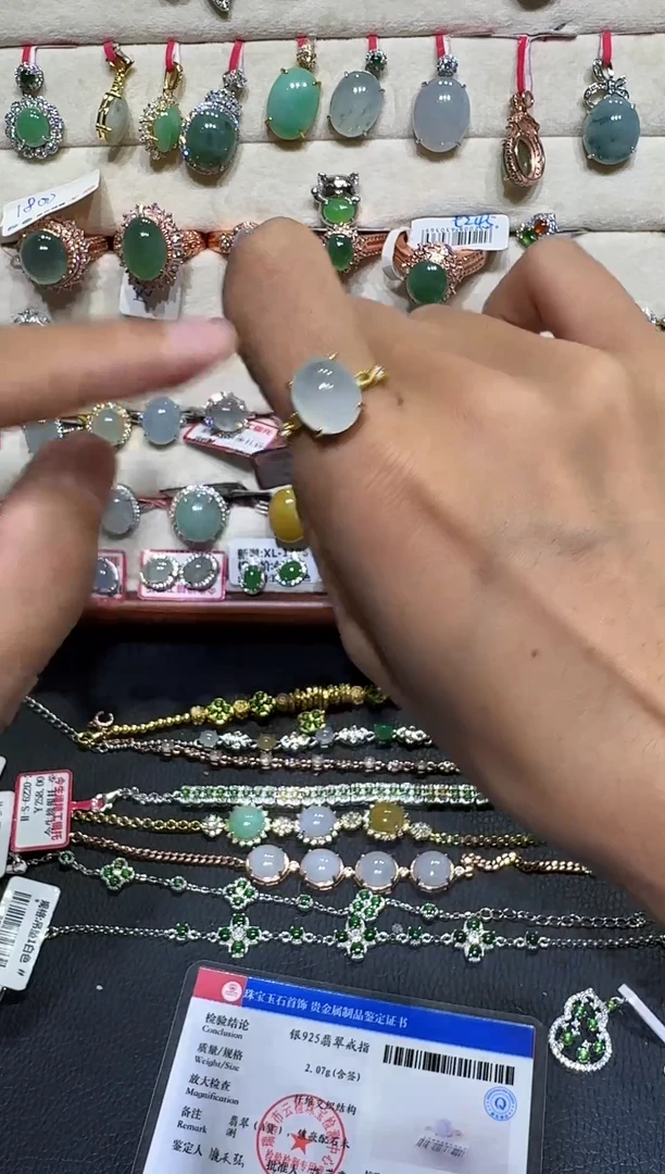 翡翠戒指银S925镶嵌戒指310