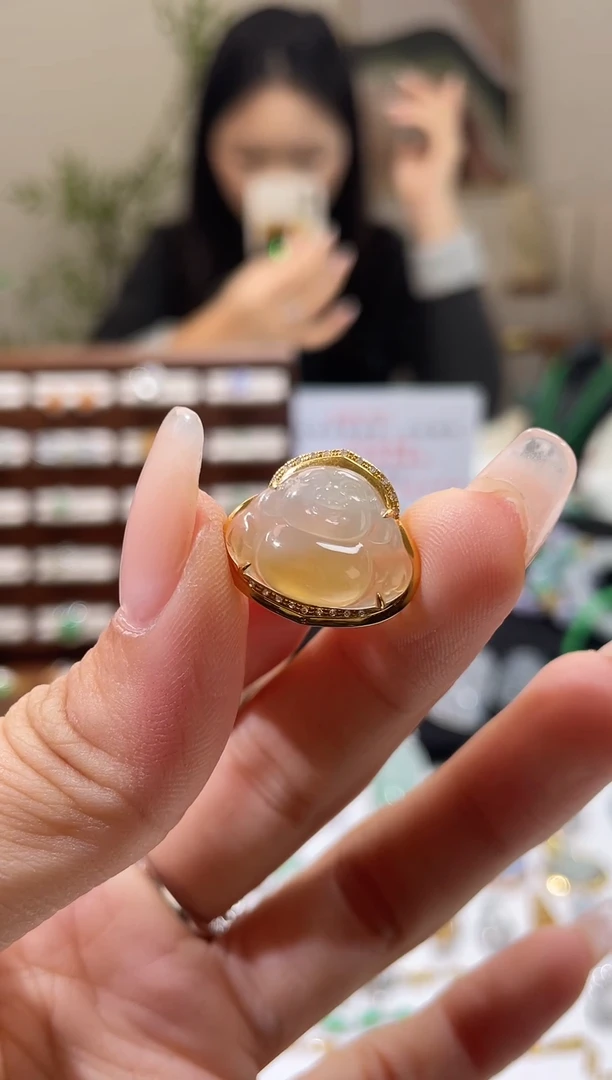 吊坠(不含链)18K金镶嵌翡翠佛公