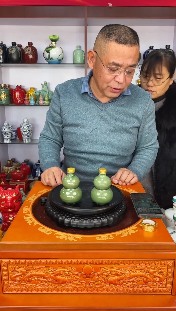 瓶瓷 2俩装翠绿色小葫芦2个   陶瓷空酒坛
