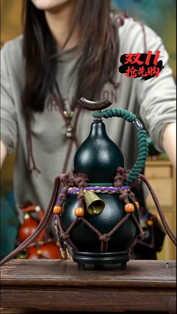 YN022复古网兜款天然酒葫芦