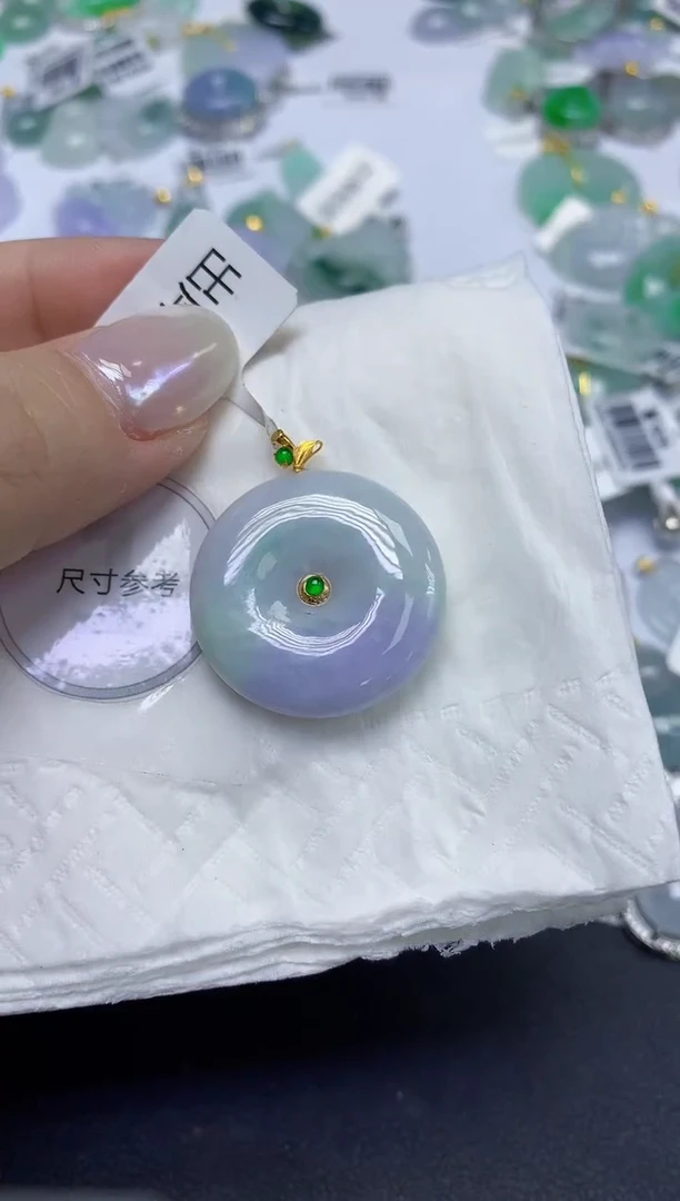 颈饰18K金镶嵌翡翠天然缅甸翡翠A货百元以上9元证书费自理