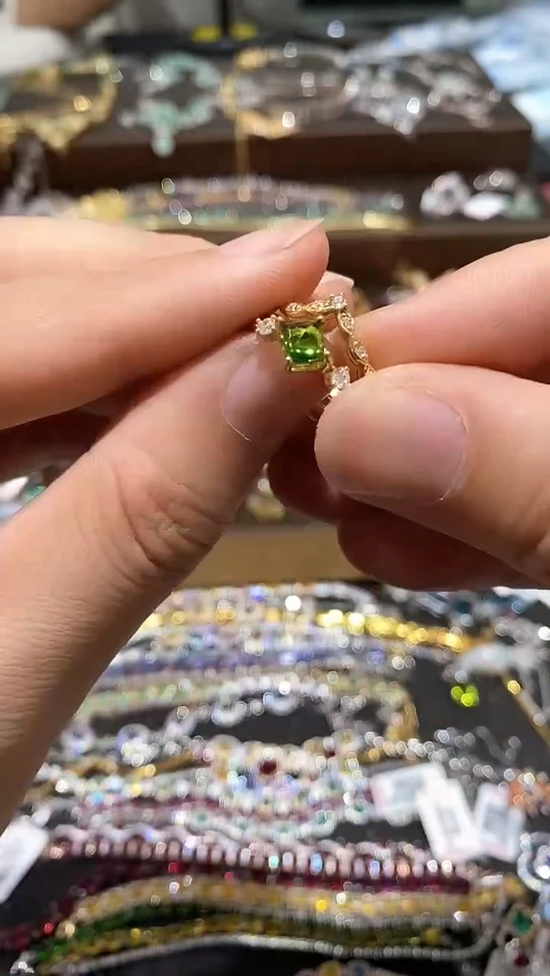 【闪购商品】透辉石戒指银S925镶嵌戒指