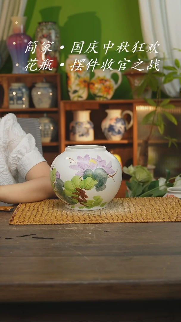 瓷片景德镇纯手工手绘花器摆件