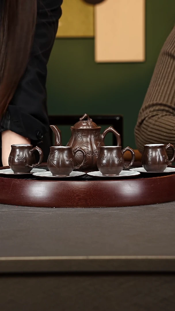 茶壶紫砂96ZWP梅瓶套组 老紫泥280cc