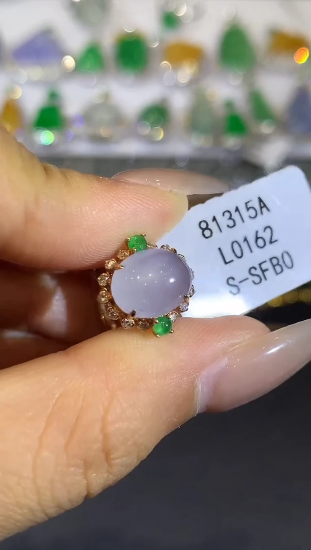 翡翠戒指18K金镶嵌L0162多样性发其一