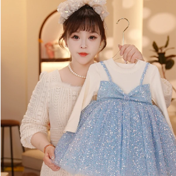 【Y.n6859】2025新款女童甜美重工连衣裙女童亮片礼服公主裙