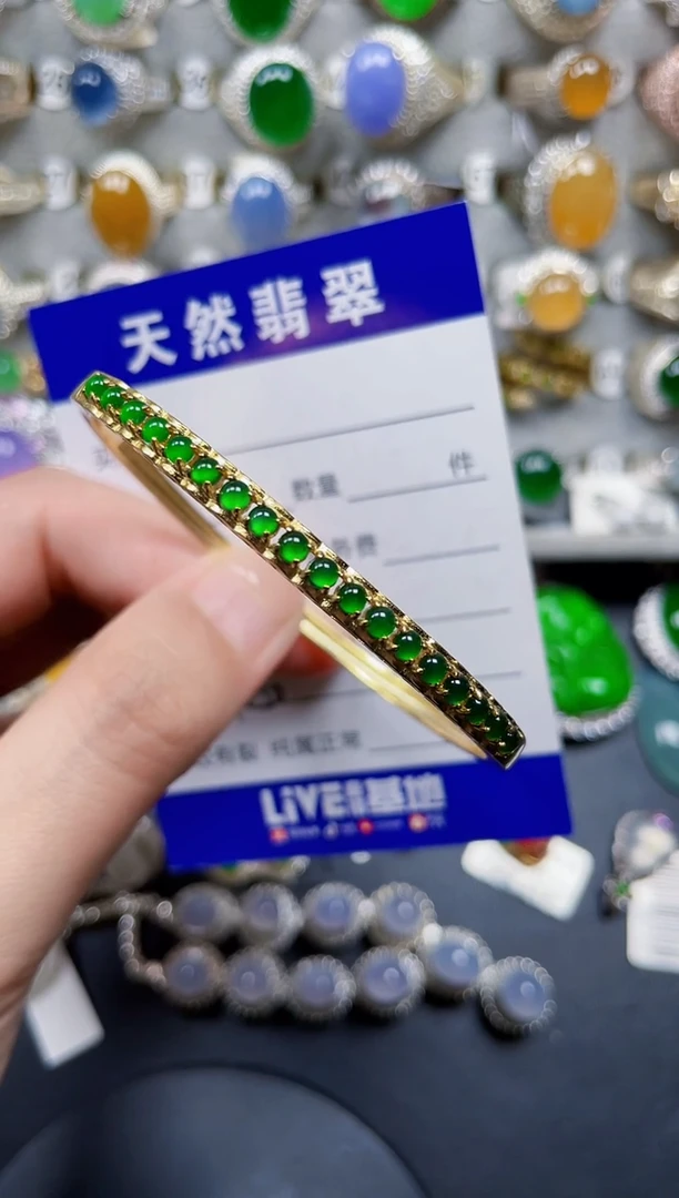 银S925镶嵌手镯翡翠145