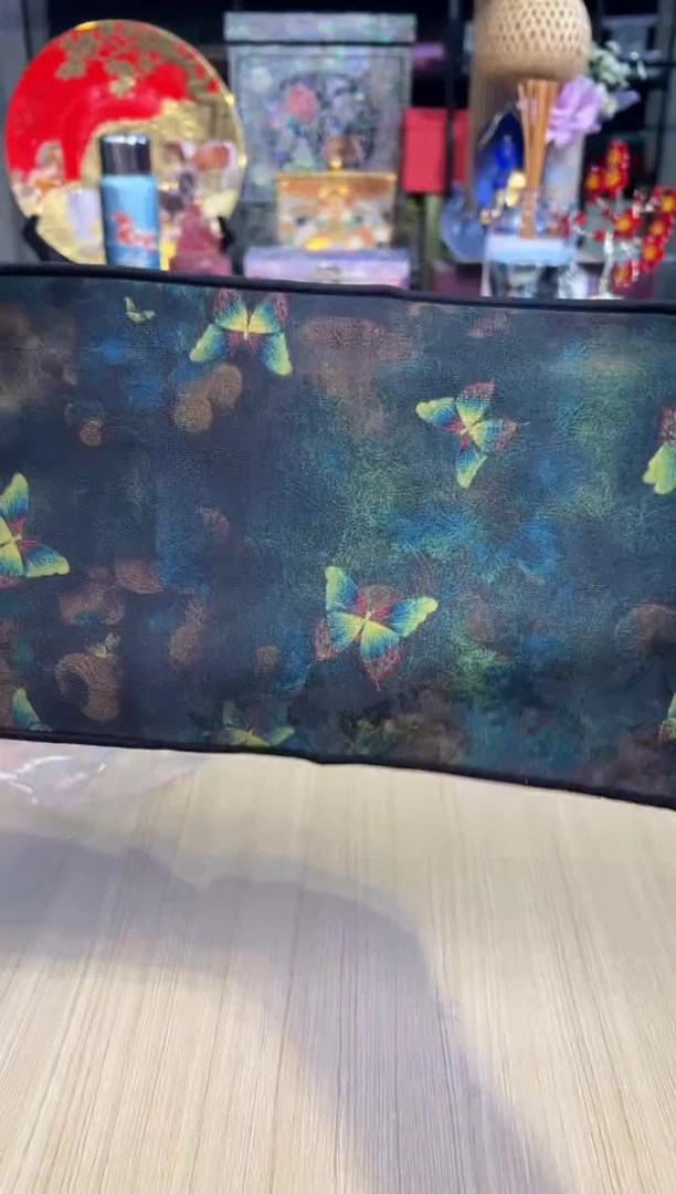 24黑色绿蝴蝶茶巾