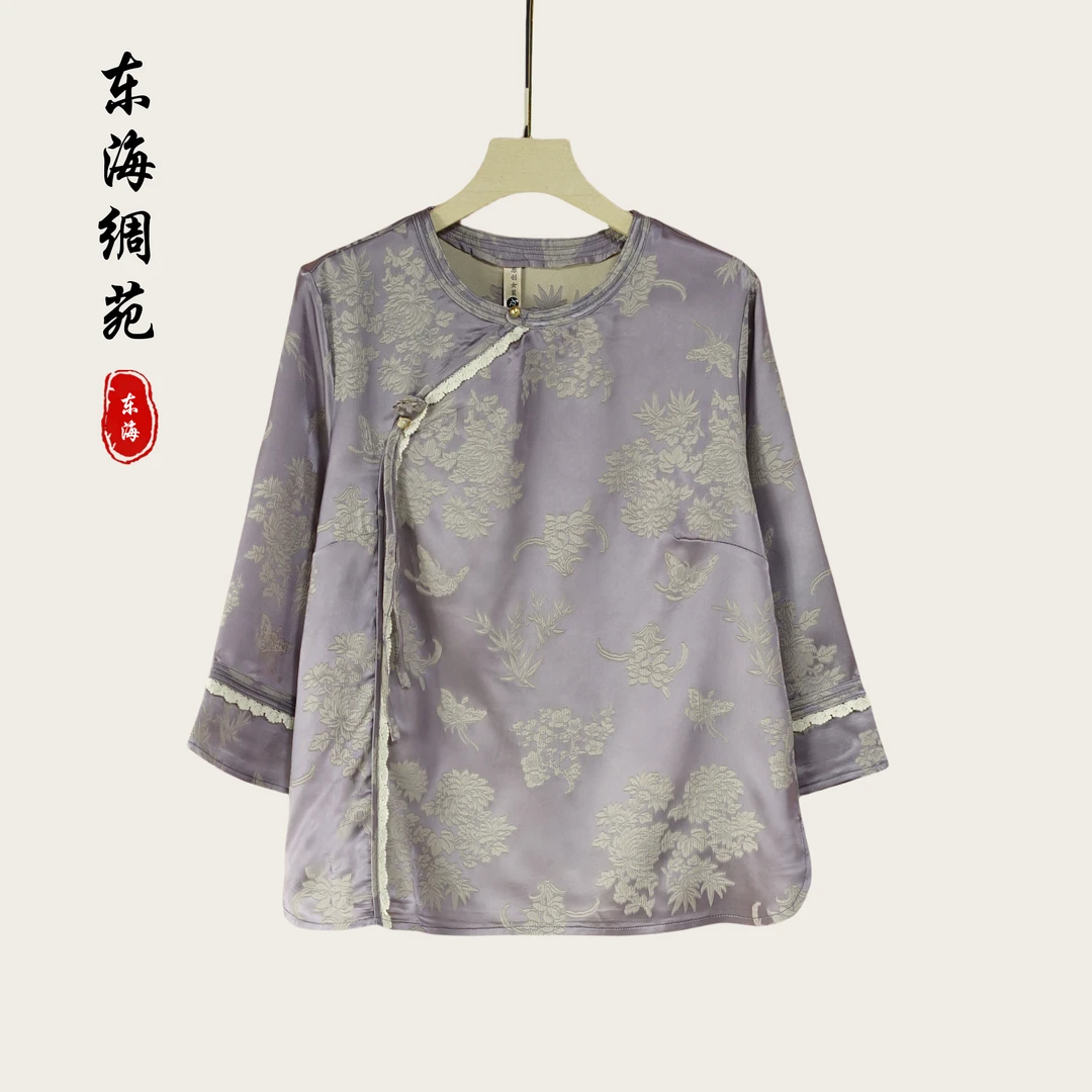 【东海绸苑】新中式时尚气质印花小衫（M321）