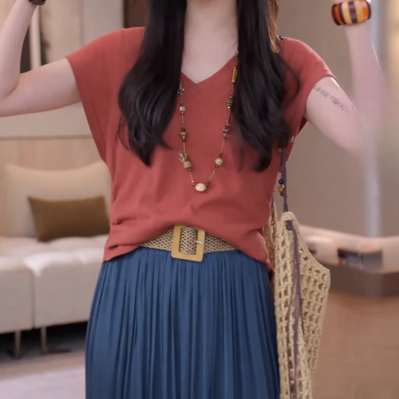 2025春夏上新韩系设计感百搭收腰显瘦短袖LK2502988