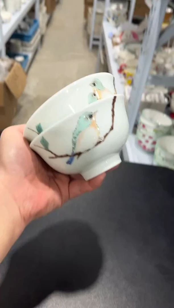 杯子骨瓷（简装）5寸小鸟碗两个