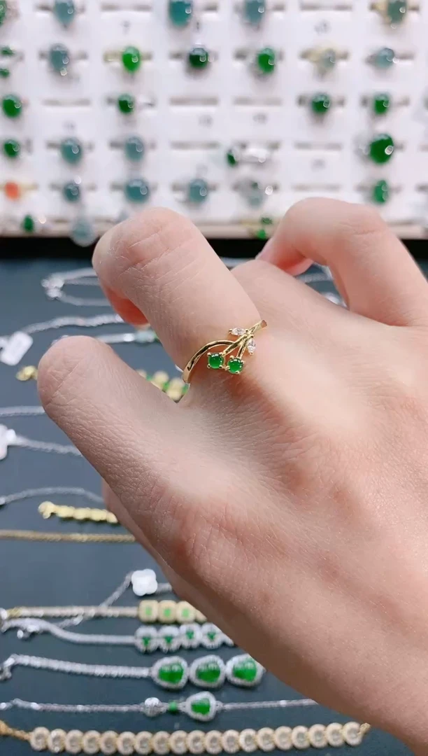 【闪购商品】翡翠戒指银S925镶嵌天然翡翠