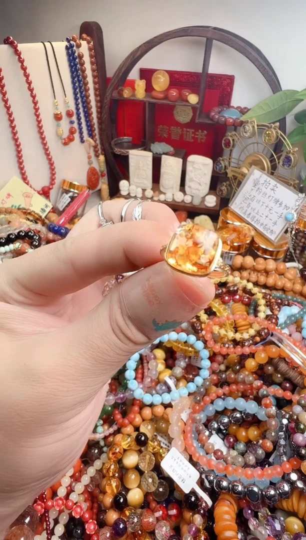 未镶嵌琥珀戒指不*吸一物一件）001026