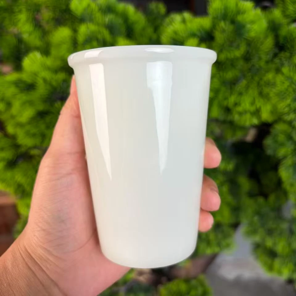 羊脂玉冰种璞玉茶杯大容量办公杯个人陶瓷高直可乐饮料水杯CC9542