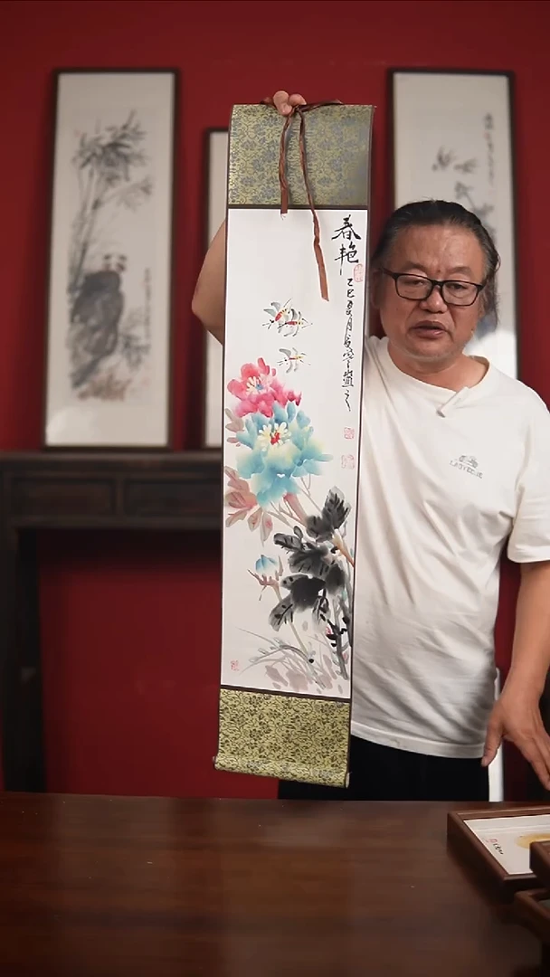 国画手绘-20*95卷轴夏寒作品