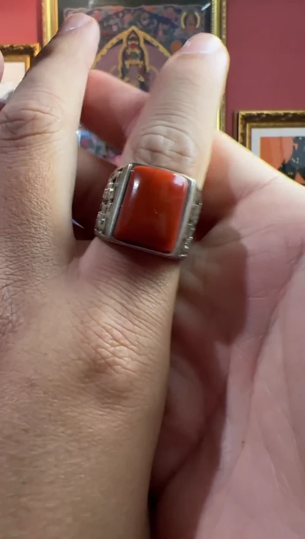 银S925镶嵌.南红玛瑙75号  南红戒指套装ylp