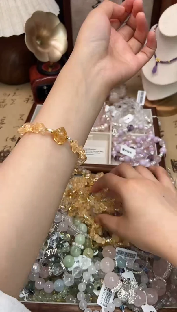 黄晶手链未镶嵌3834手串