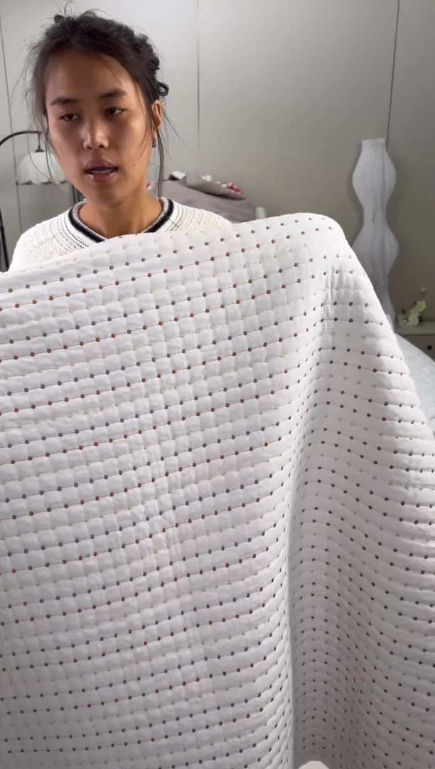 棉纯棉白色米粒绣230*250床盖200*230被套四件套