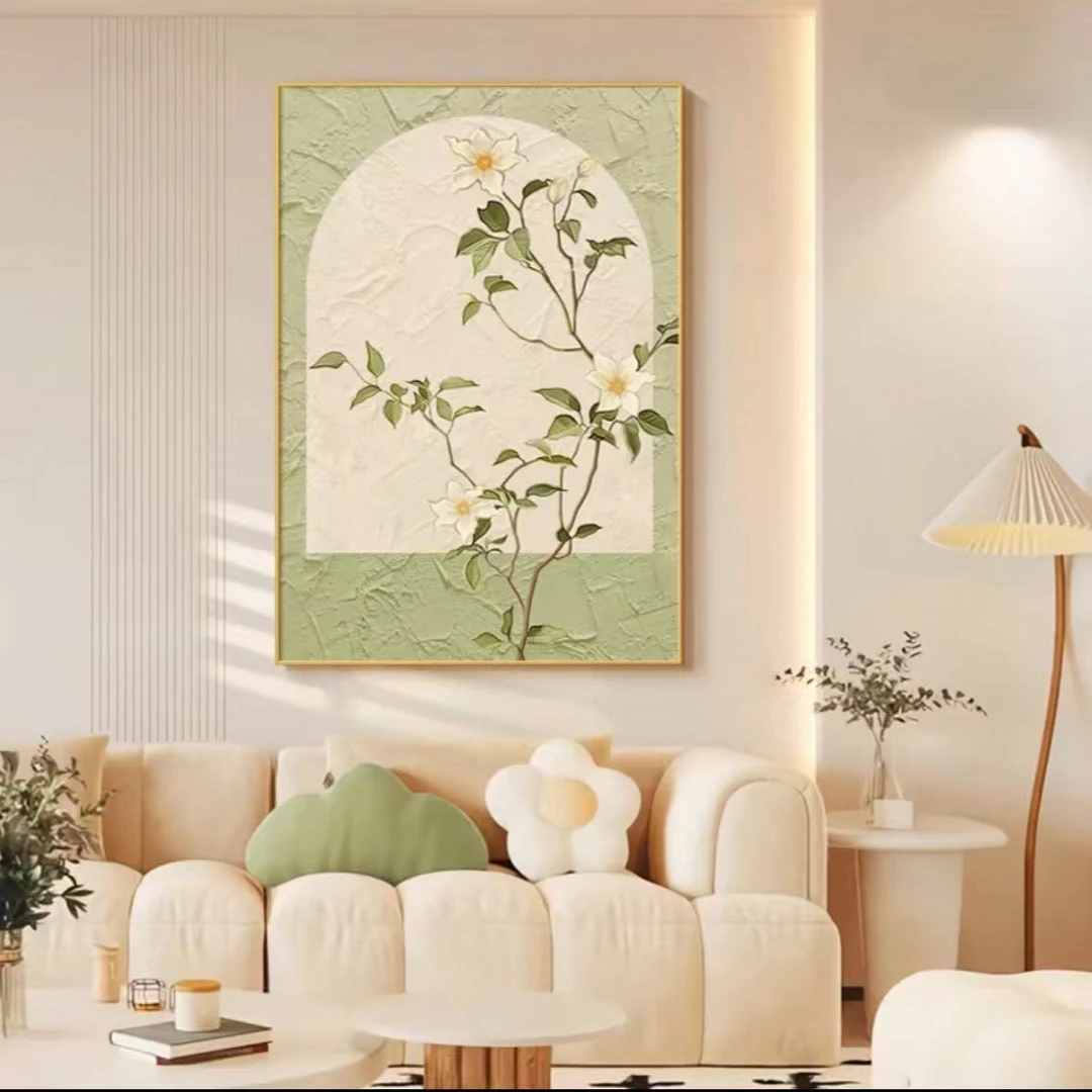 法式奶油风客厅大白墙装饰画轻奢高级感挂画艺术画沙发壁画6080