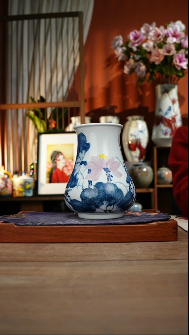 当代景德镇设计师釉下手绘陶瓷花瓶