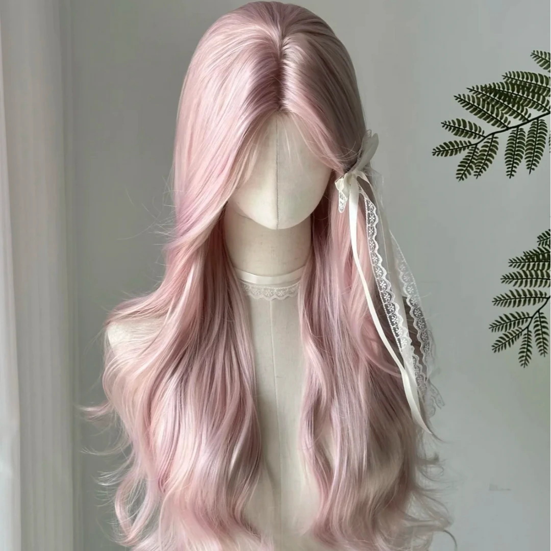 【洛神粉】假发梦幻粉自然蓬松气质女团整顶假发