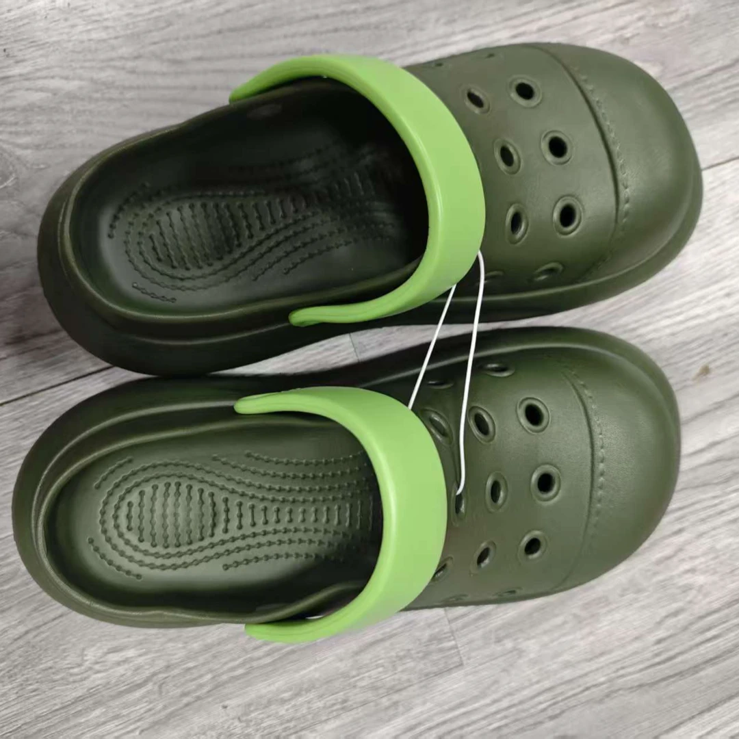 （福利）男女拼色素面一脚蹬洞洞鞋女款113大头版