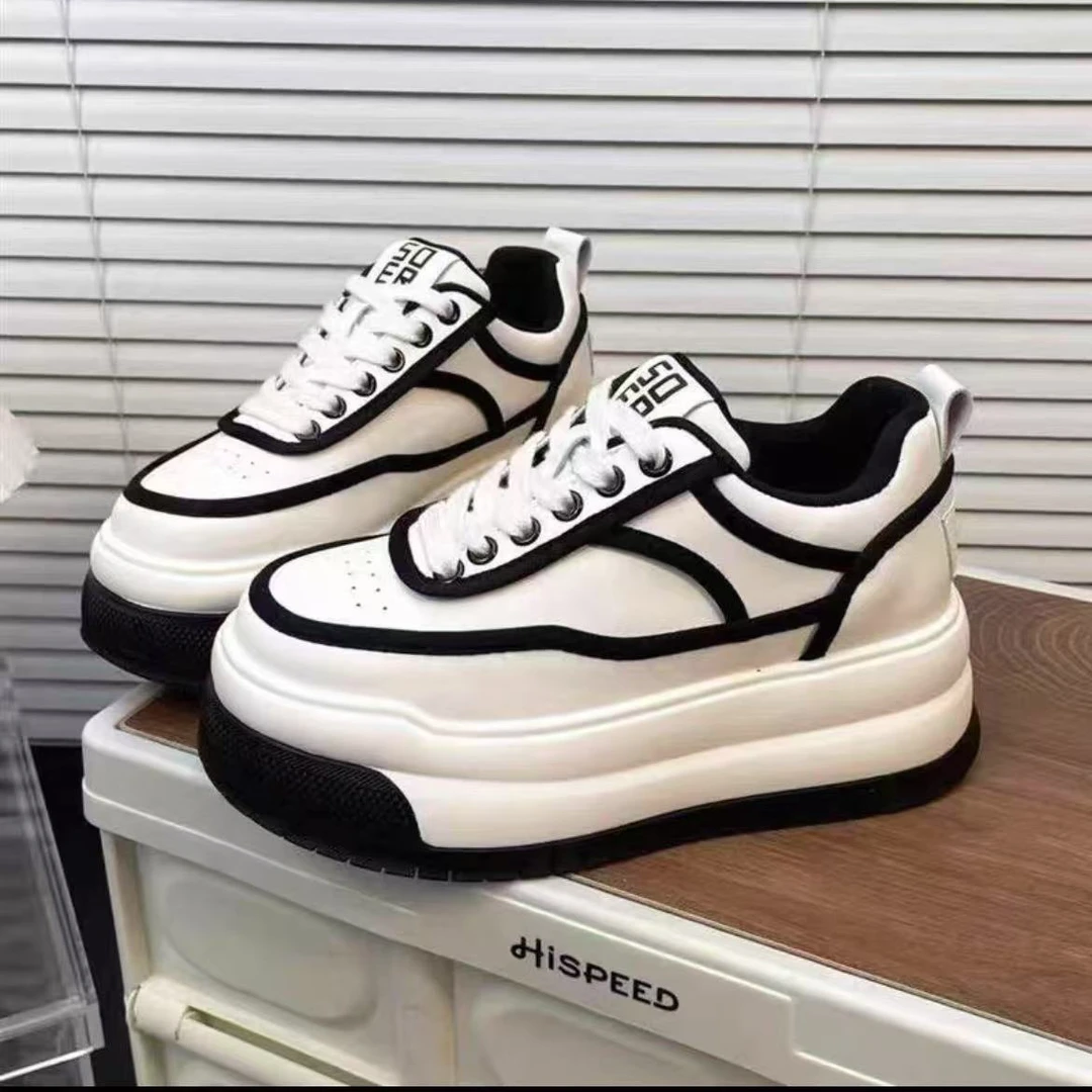 单鞋厚底韩版松糕小白鞋板鞋女春季潮鞋时尚秋季小皮鞋