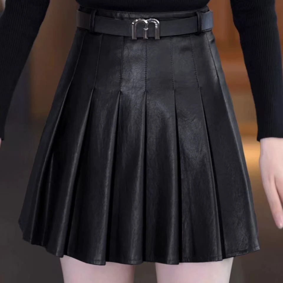 【瑶瑶专属】2675【裙长40】百褶裙女秋冬季2025新款高腰显瘦皮裙pu皮