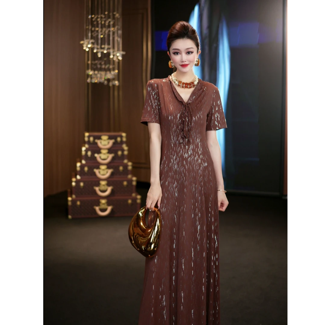 (娴儿)-高贵轻奢修身夏季设计师连衣裙 D29072