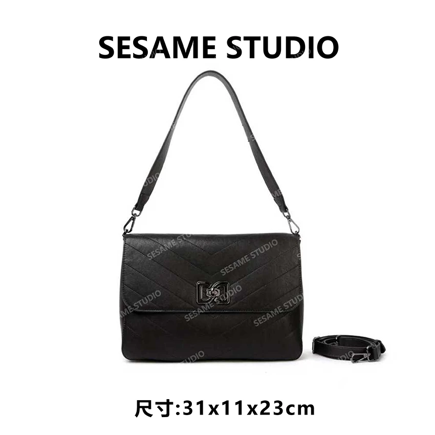 芝麻集】BF-66630-黑色RAIN.CUN休闲时尚百搭腋下女包