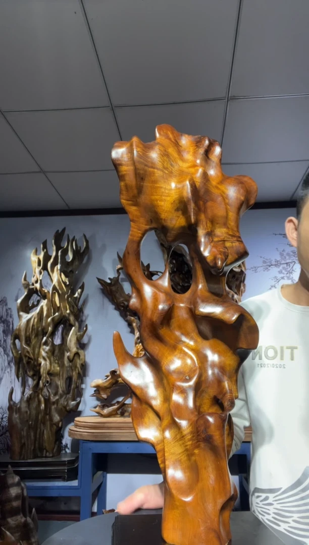 金丝楠木雕款春**冬金丝楠木工艺品摆件