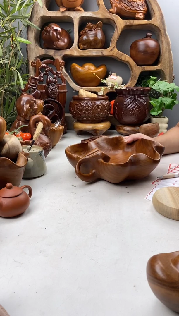 香樟木A51莲蓬果盆/尺寸
