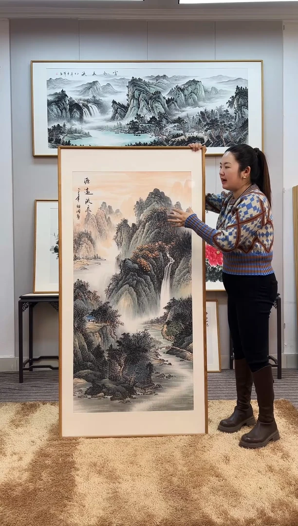 国画手绘山水162*82尺寸