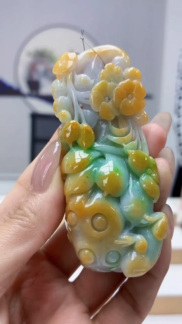 未镶嵌定制翡翠5160MM-毛货挂件79