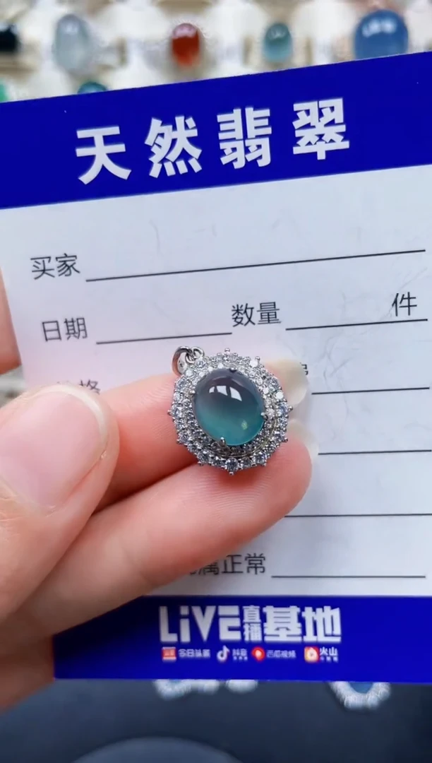 颈饰银S925镶嵌翡翠350