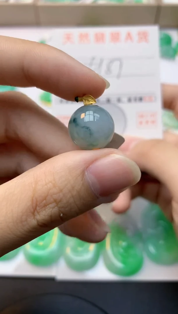 颈饰18K金镶嵌翡翠天然缅甸A货翡翠百元以上9元证书费自理